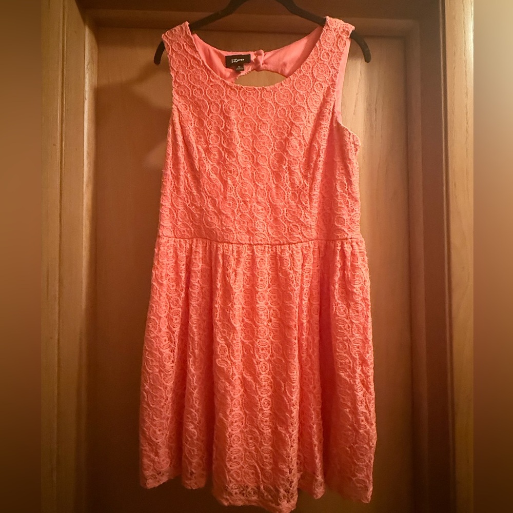 Coral Lace Sleeveless Dress